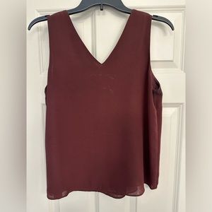 Maroon sleeveless blouse from Ann Taylor
